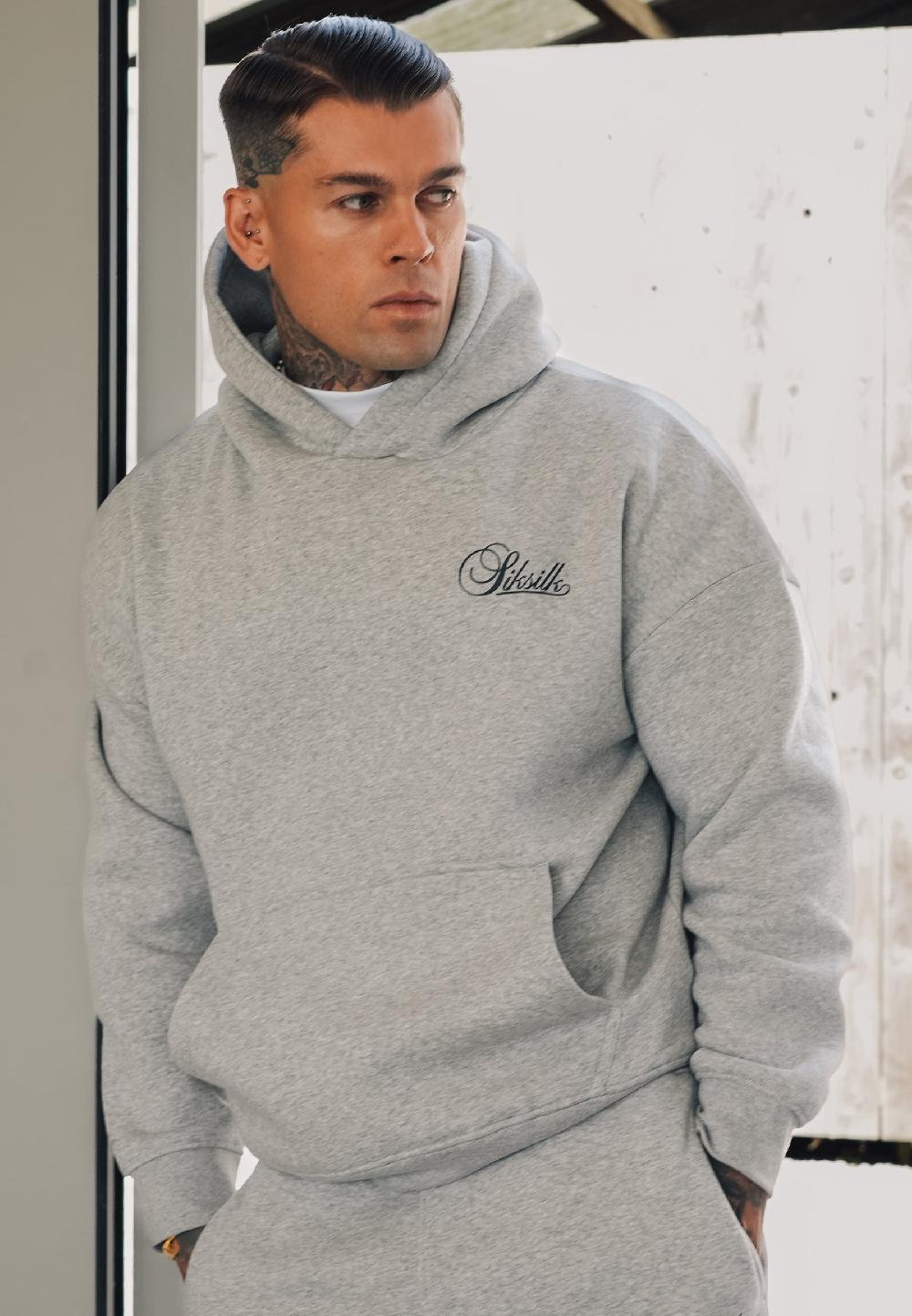 sik silk Grey Marl Essentials Hoodie
