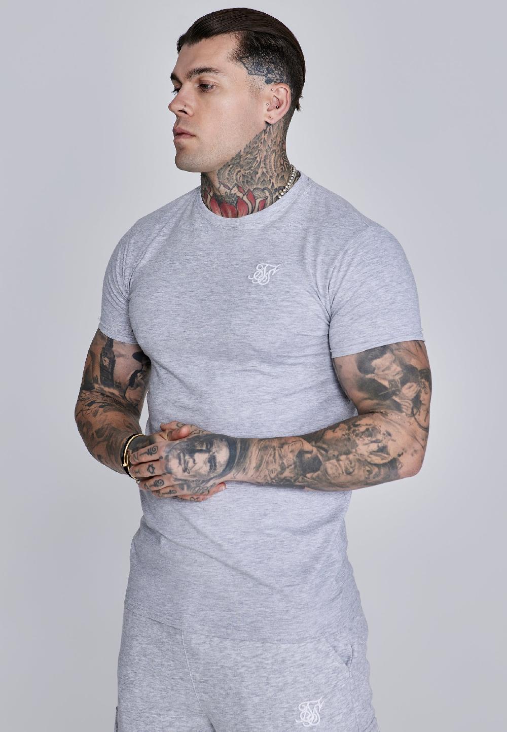 sik silk Grey Marl Essentials T-Shirt