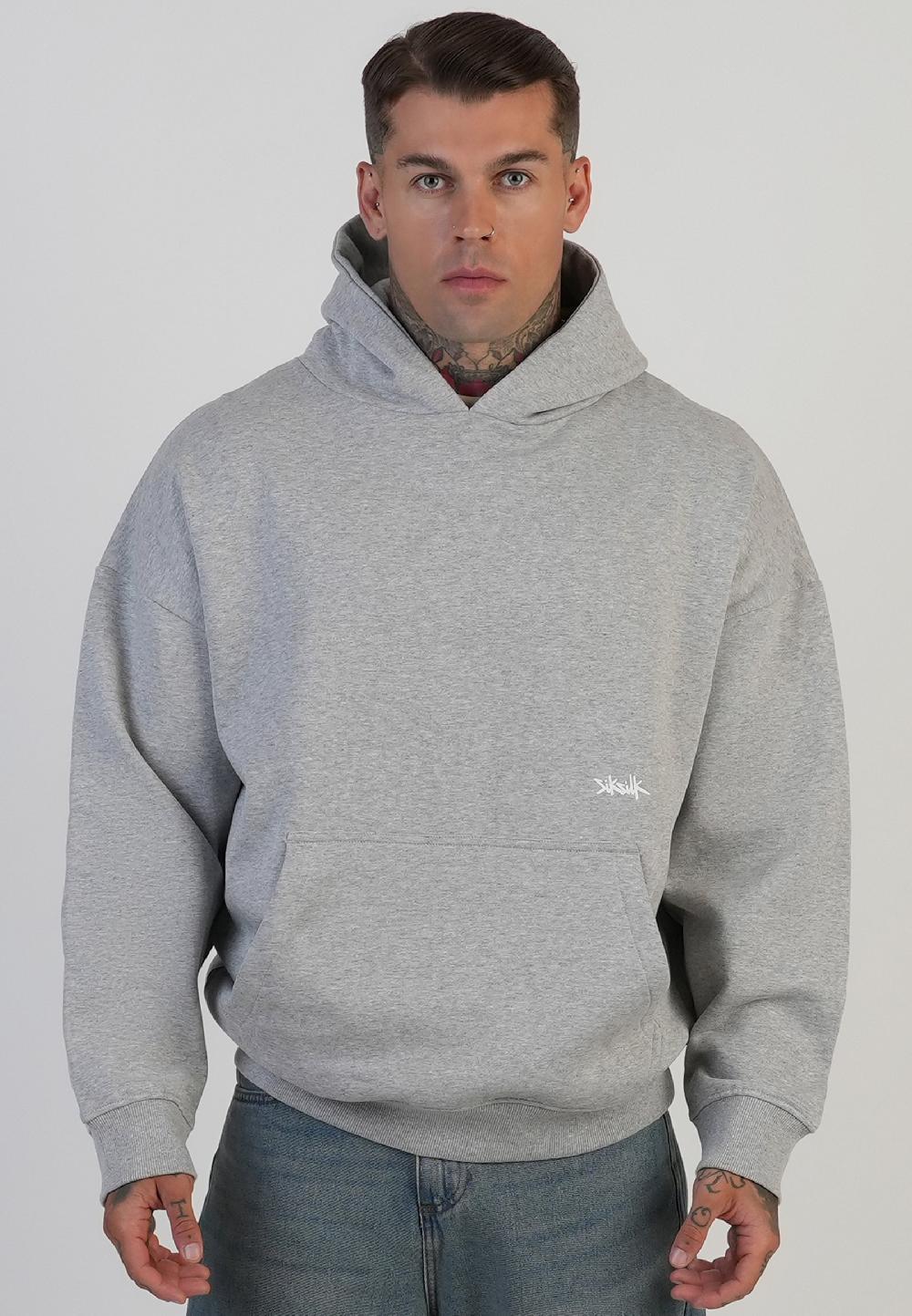 Sik Silk Grey Marl Graphic Hoodie