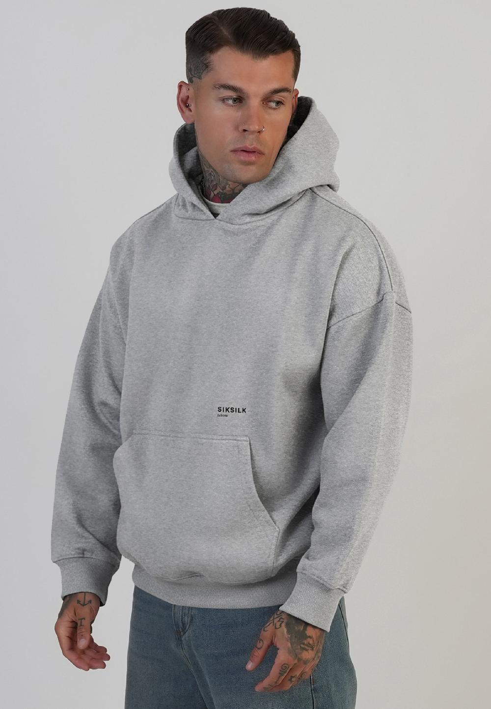 sik silk Grey Marl Graphic Hoodie