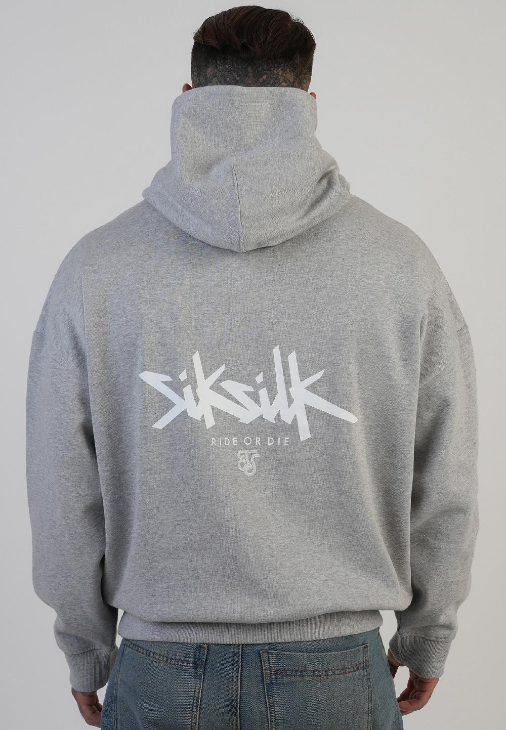 sik silk Grey Marl Graphic Hoodie