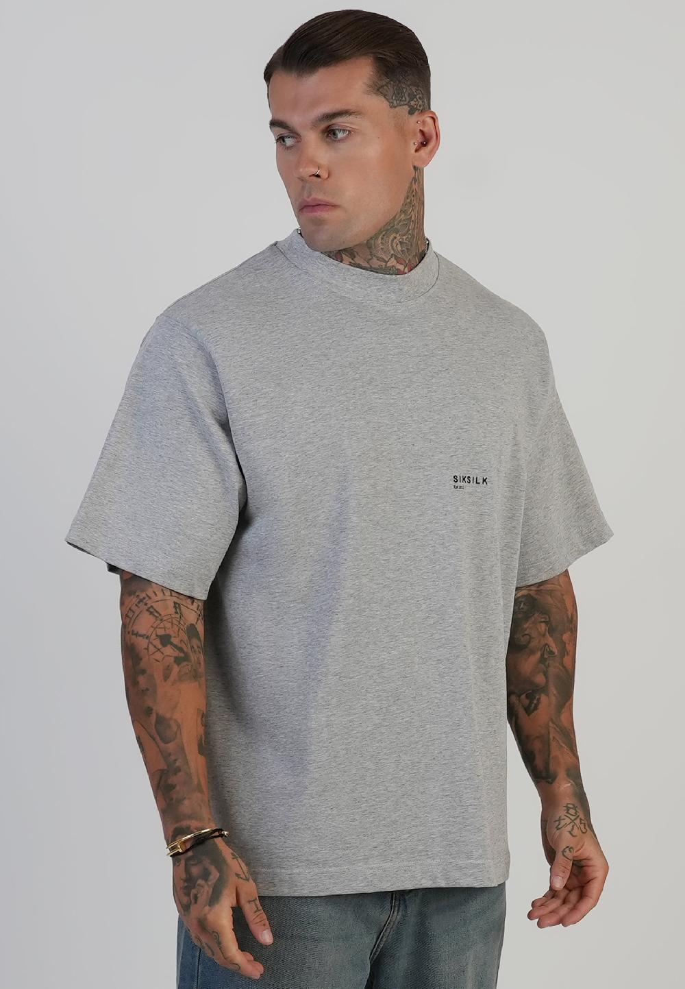 sik silk Grey Marl Graphic T-Shirt