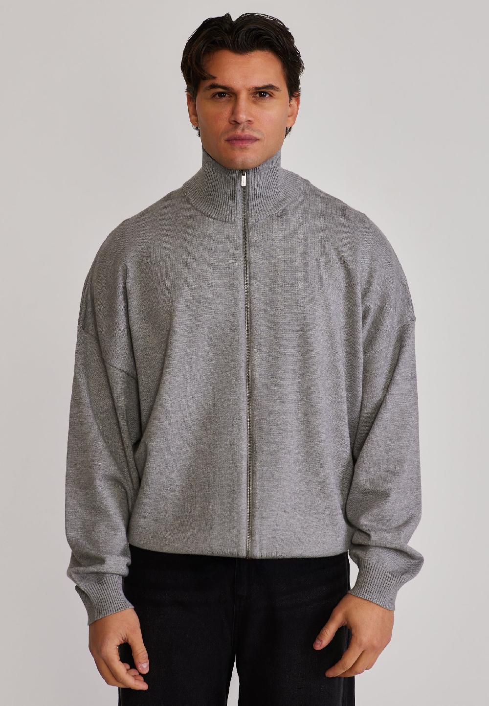 sik silk Grey Marl Knitted Cardigan