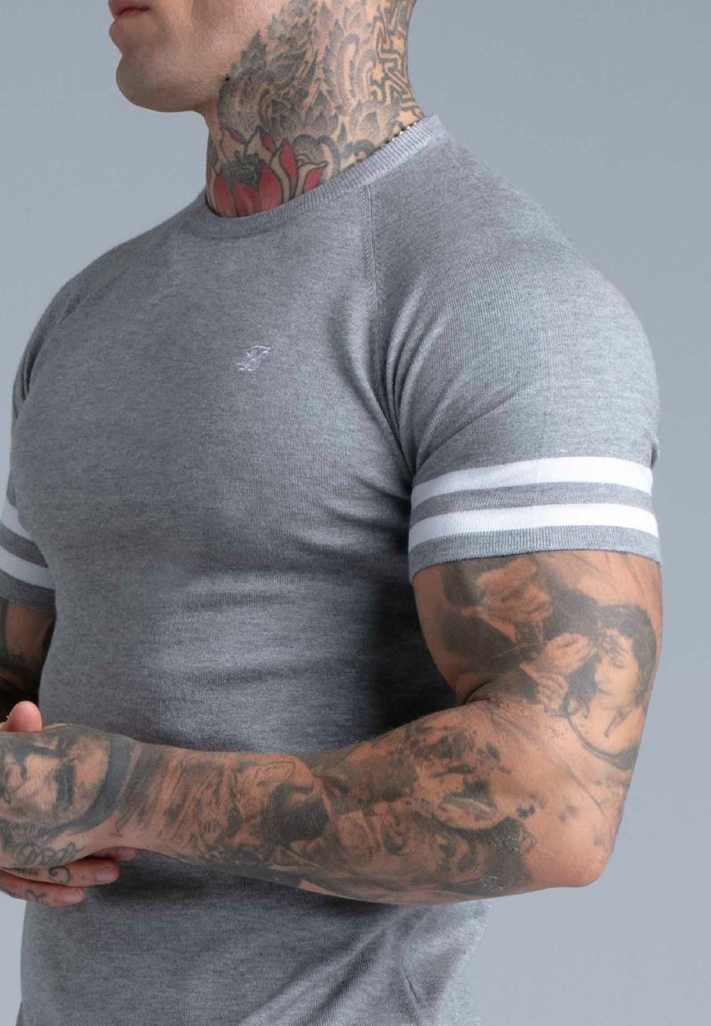 Sik Silk Grey Marl Knitted T-Shirt
