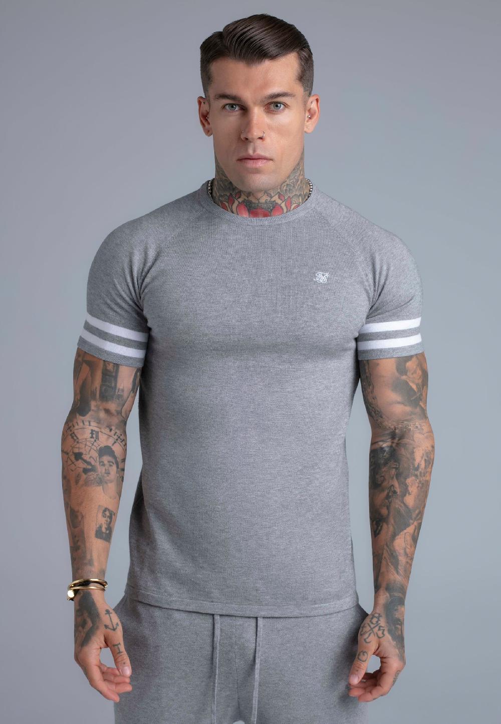 sik silk Grey Marl Knitted T-Shirt