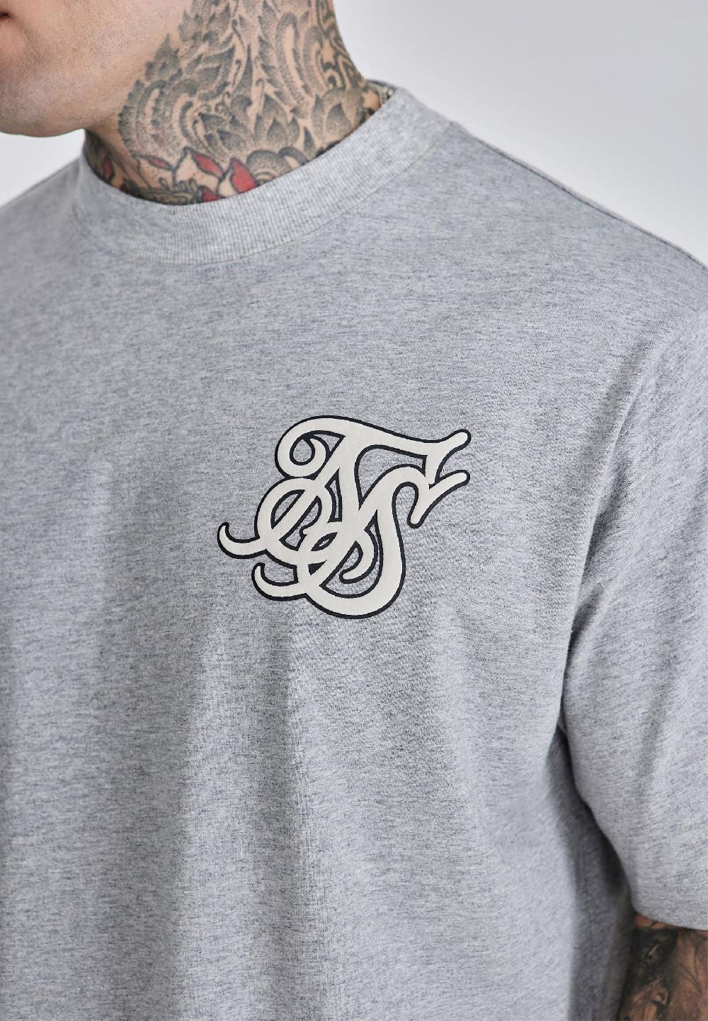 Sik Silk Grey Marl Logo T-Shirt