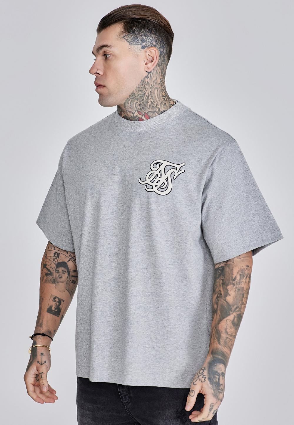 sik silk Grey Marl Logo T-Shirt