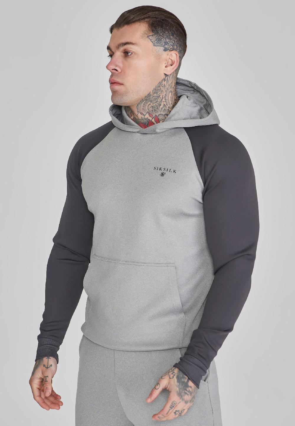 sik silk Grey Marl Muscle Fit Hoodie