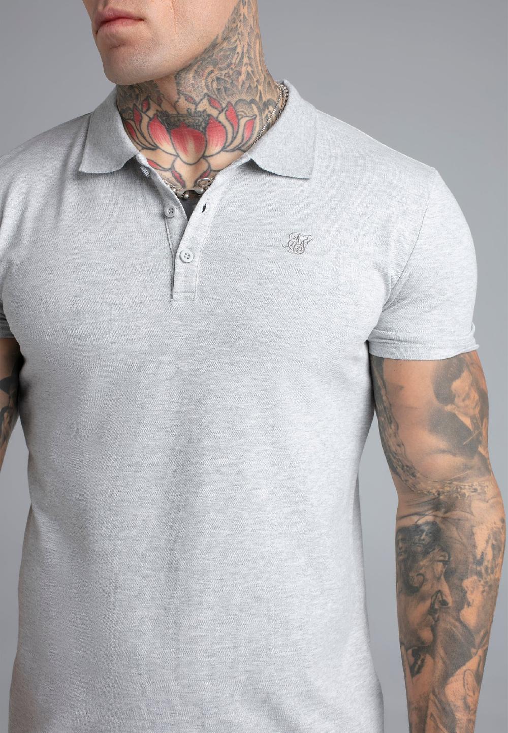 Sik Silk Grey Marl Polo T-Shirt