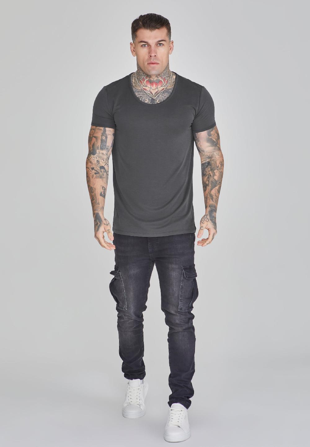 Sik Silk Grey Muscle Fit T-Shirt