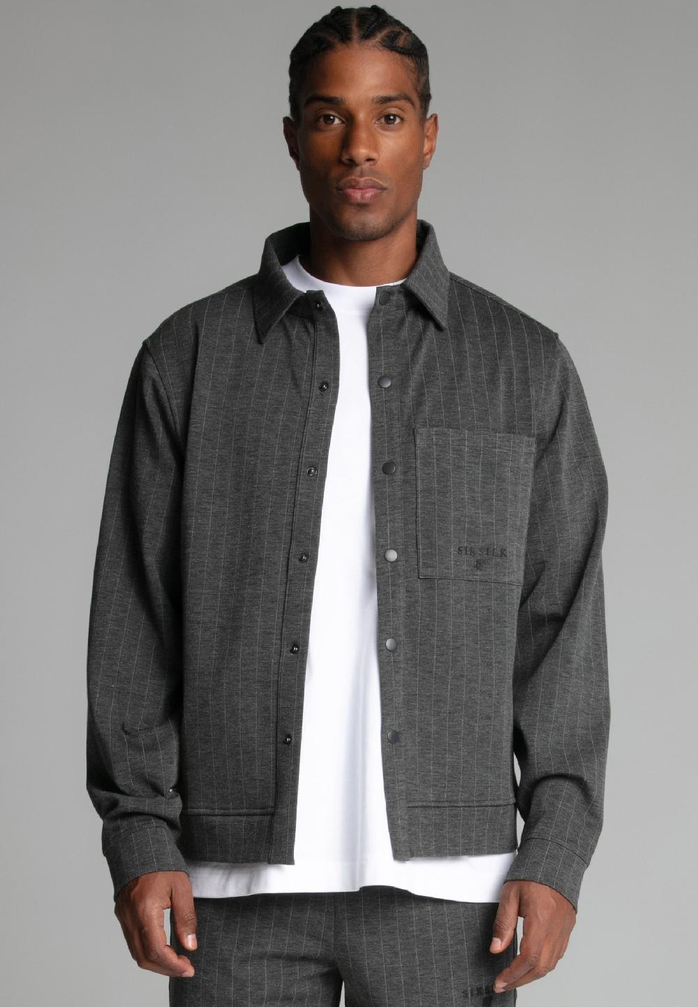 sik silk Grey Pinstripe Jacket