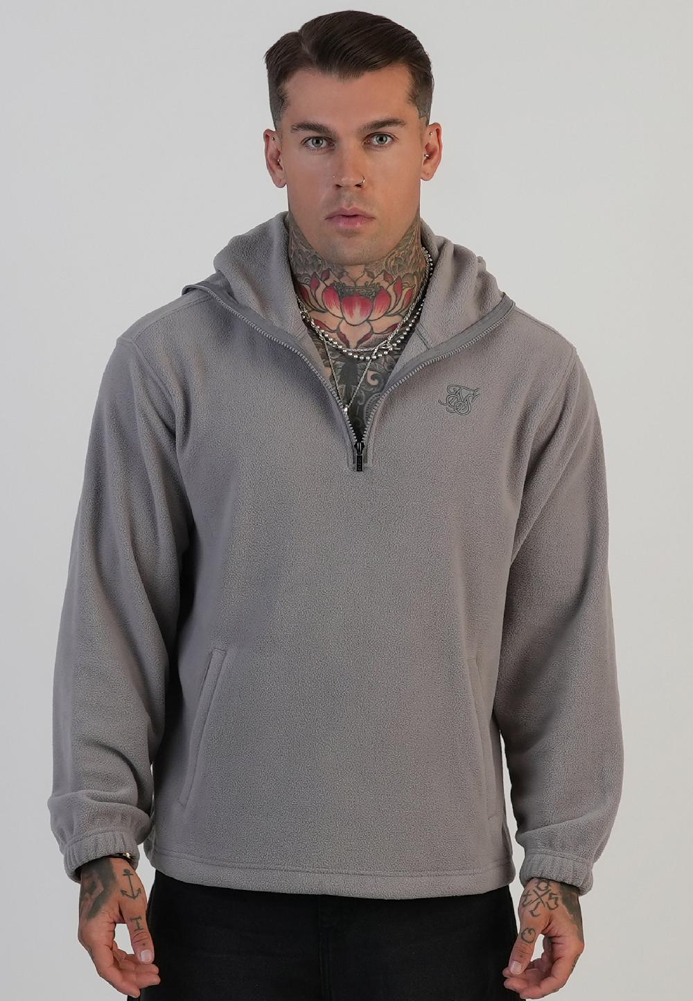 sik silk Grey Polar Fleece Hoodie