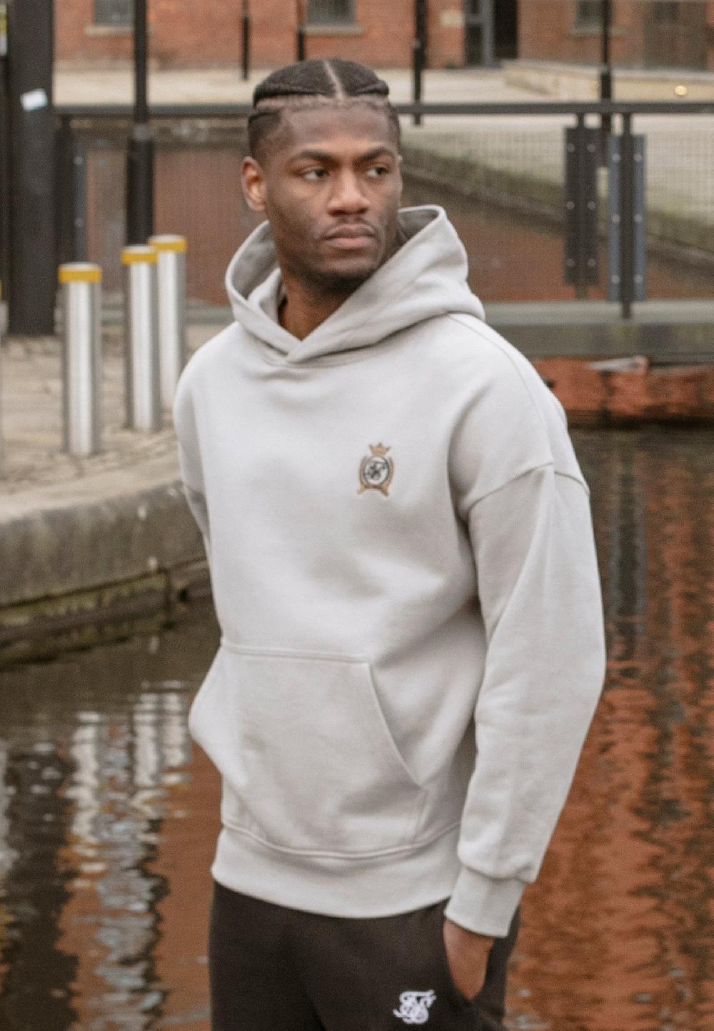 sik silk Grey Pullover Hoodie