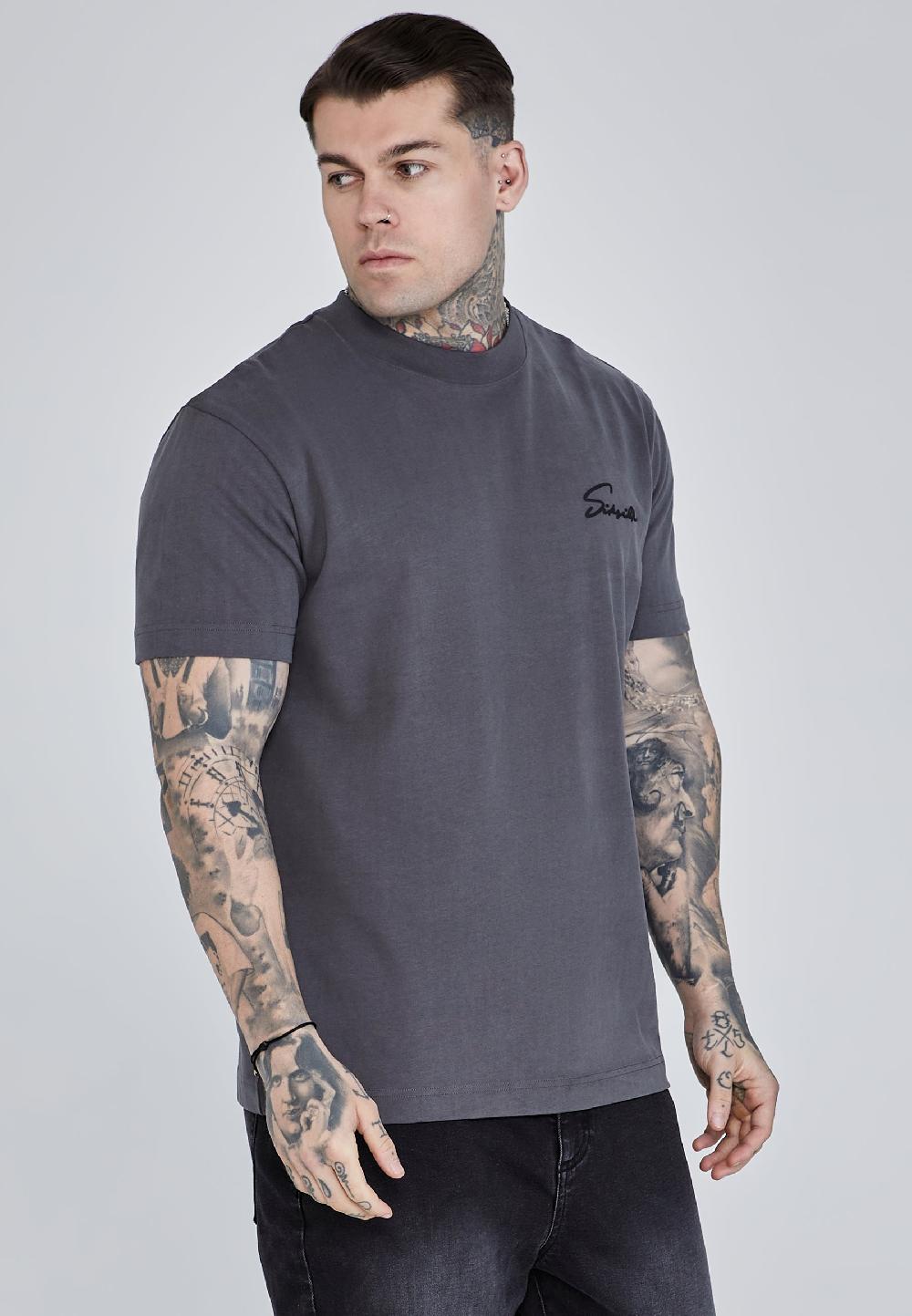 sik silk Grey Script T-Shirt