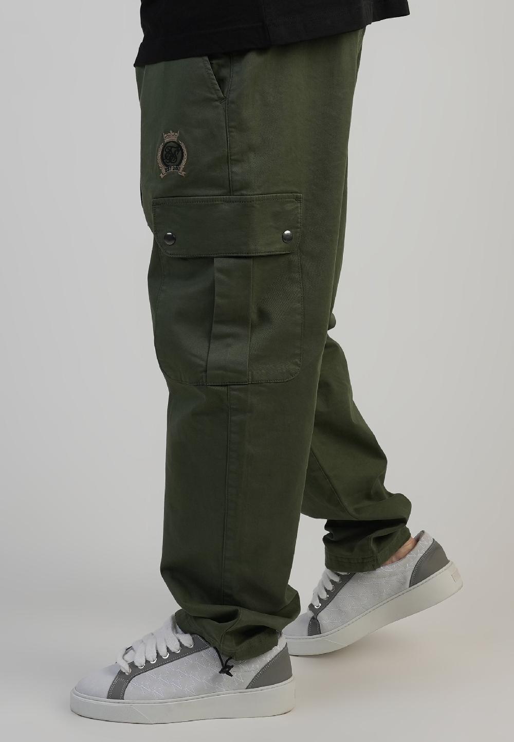 Sik Silk Khaki Green Loose Fit Cargos