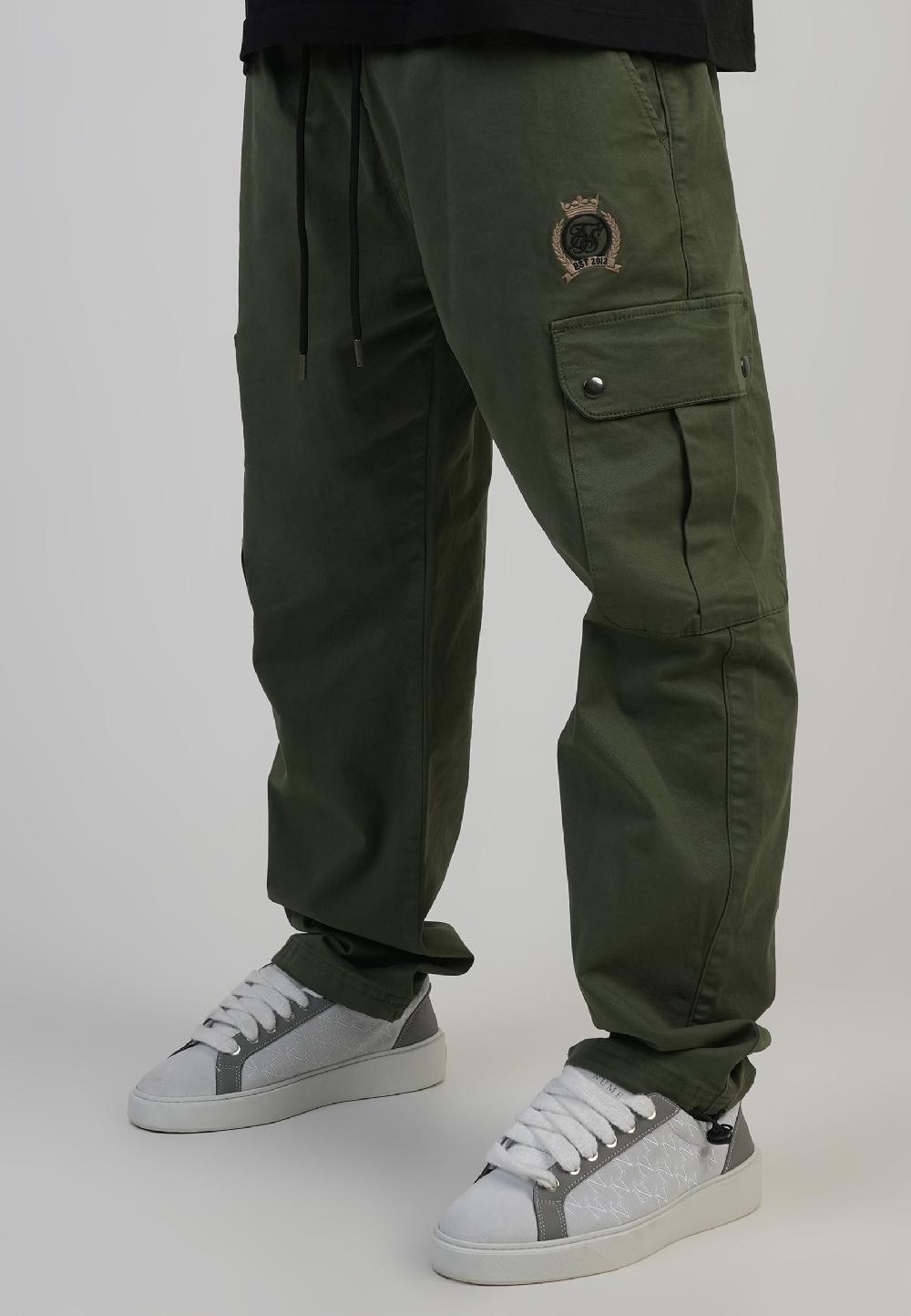 sik silk Khaki Green Loose Fit Cargos