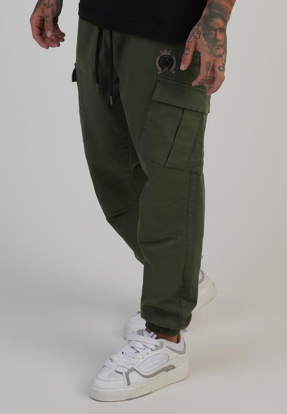 sik silk Khaki Green Regular Fit Cargos