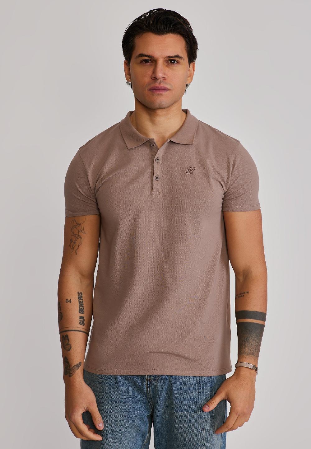 sik silk Light Brown Polo T-Shirt