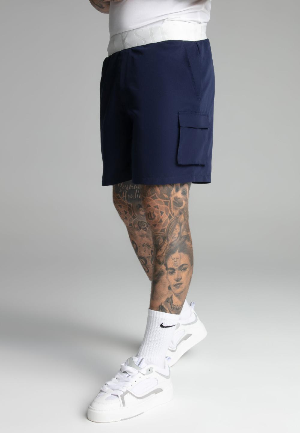 sik silk Navy Cargo Swim Short