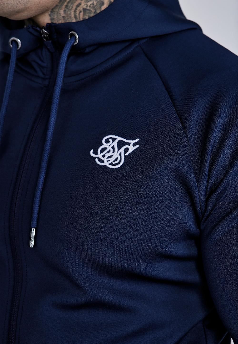 Sik Silk Navy Essentials Poly Full Zip Hoodie