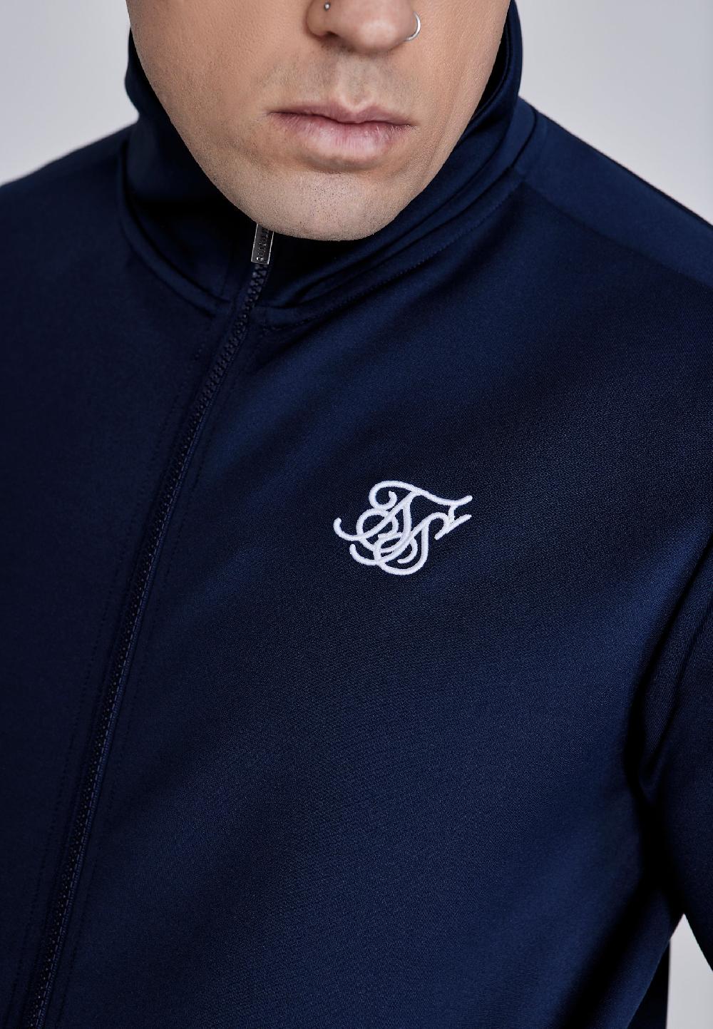 Sik Silk Navy Essentials Poly Track Top