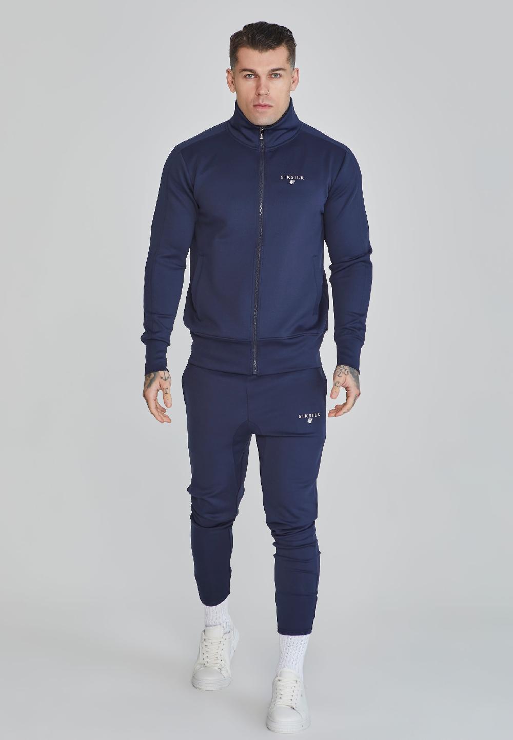 Sik Silk Navy Essentials Poly Track Top
