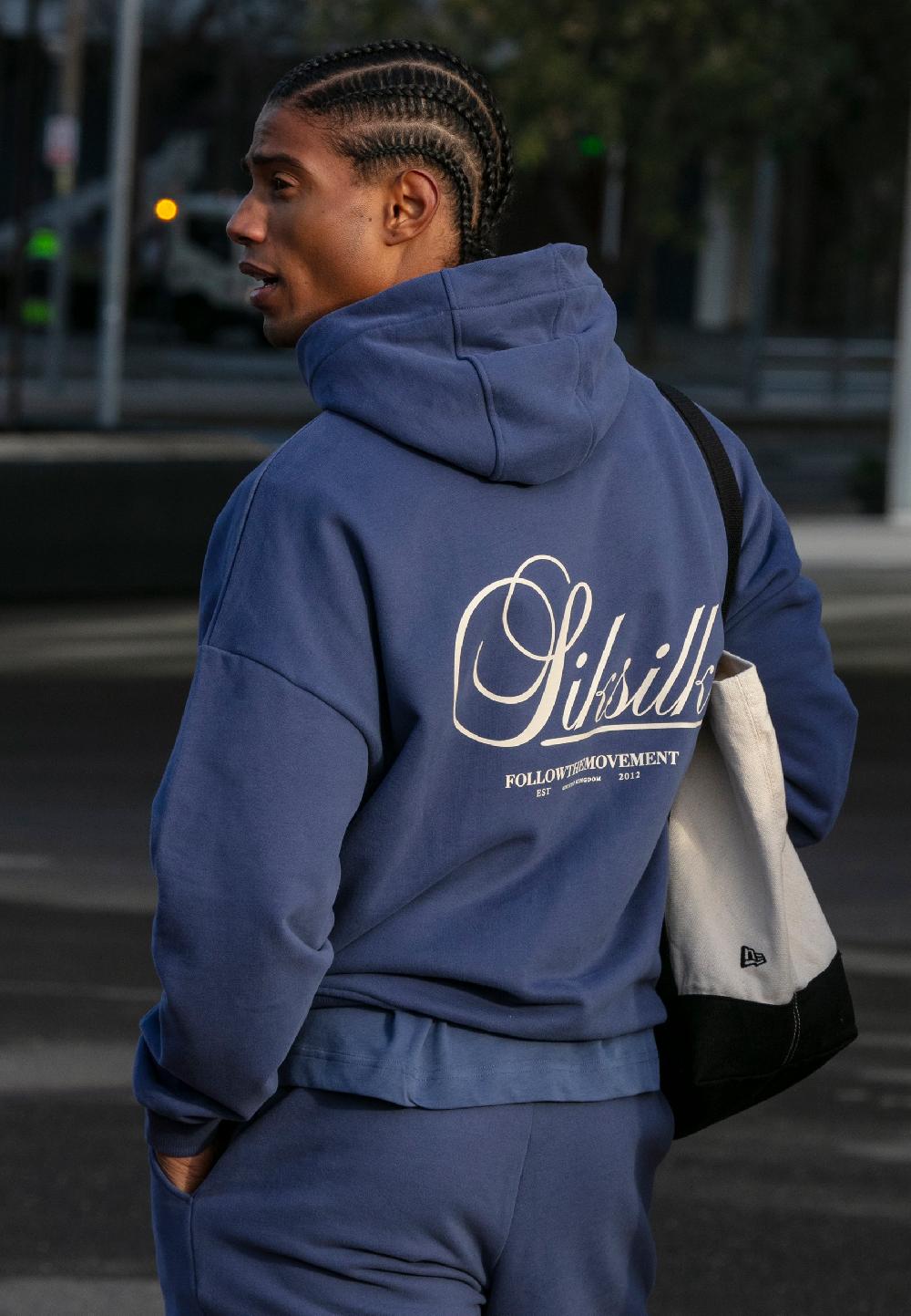 sik silk Navy Graphic Hoodie