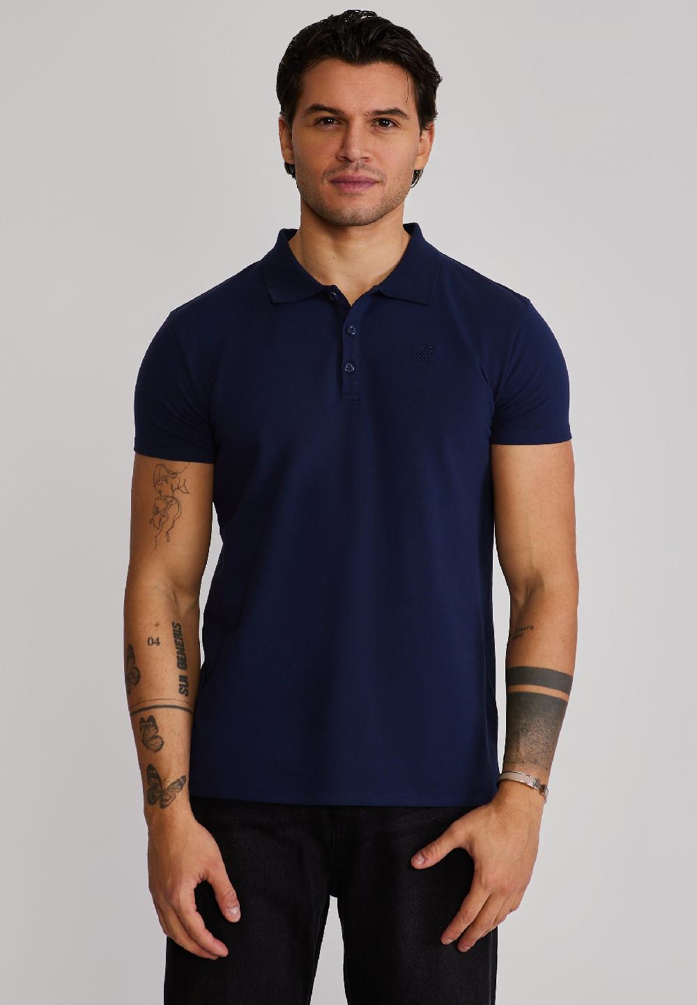 sik silk Navy Polo T-Shirt