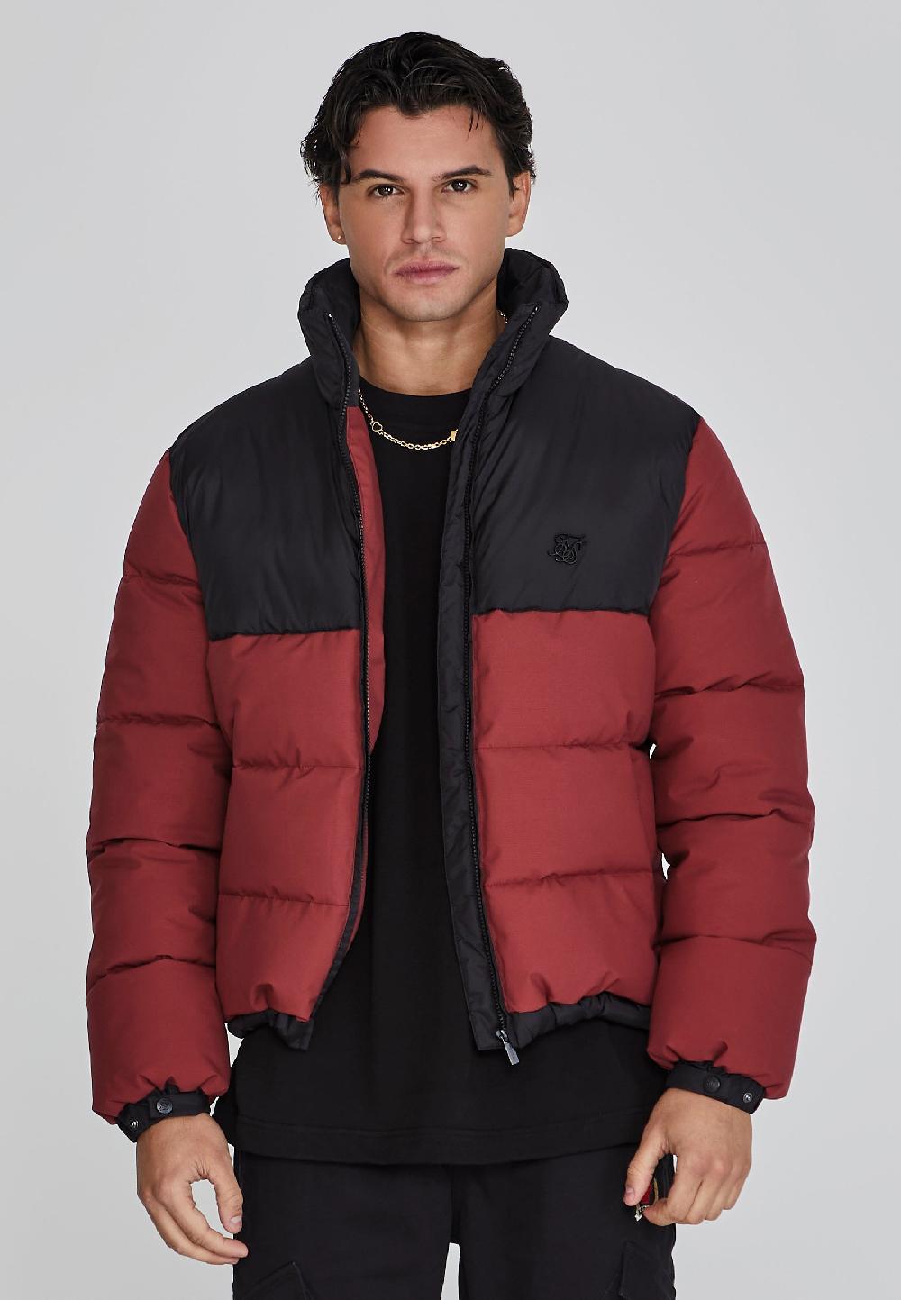 sik silk Red Puffer Jacket