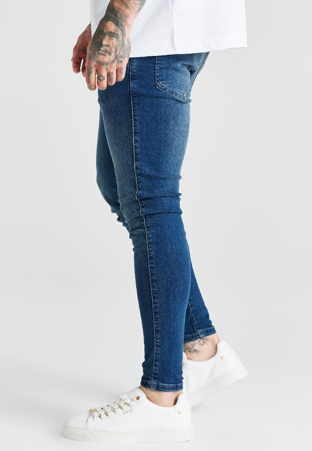 Sik Silk Skinny Jeans Blue Washed