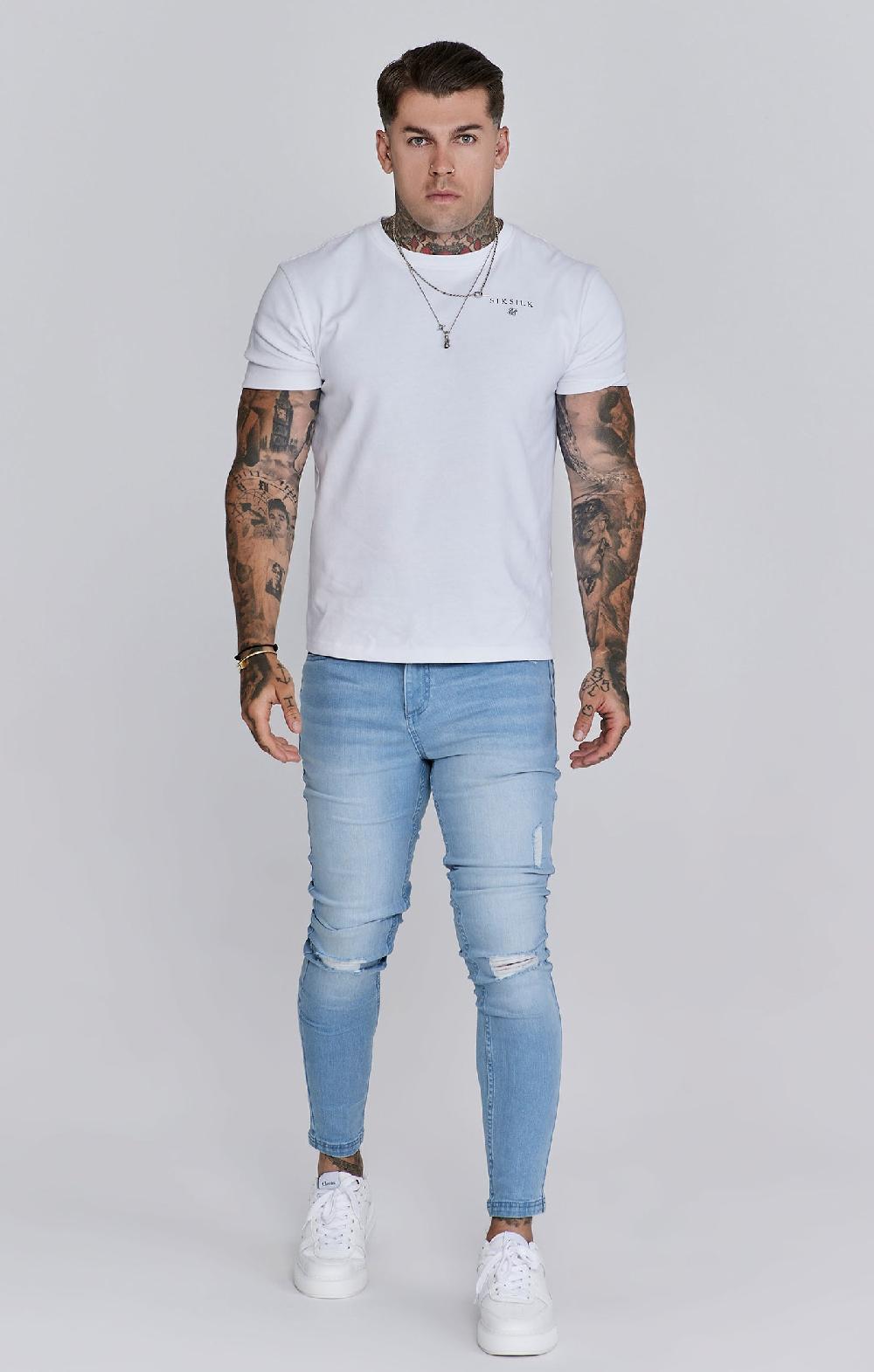 Sik Silk Skinny Jeans Washed Light Blue