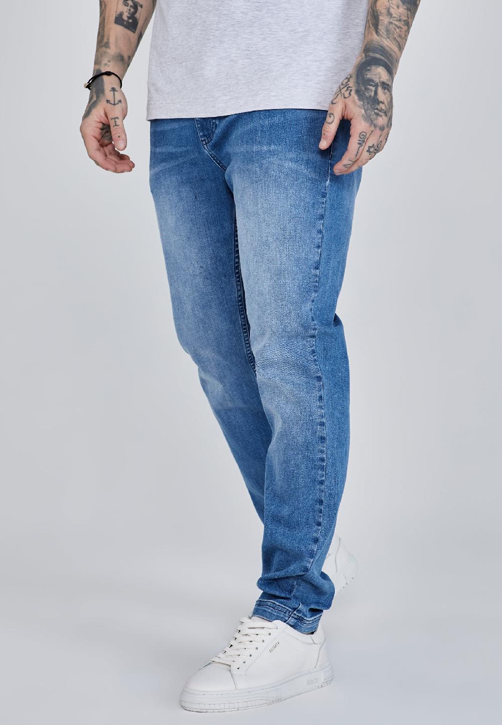 sik silk Slim Fit Jeans Washed Mid Blue