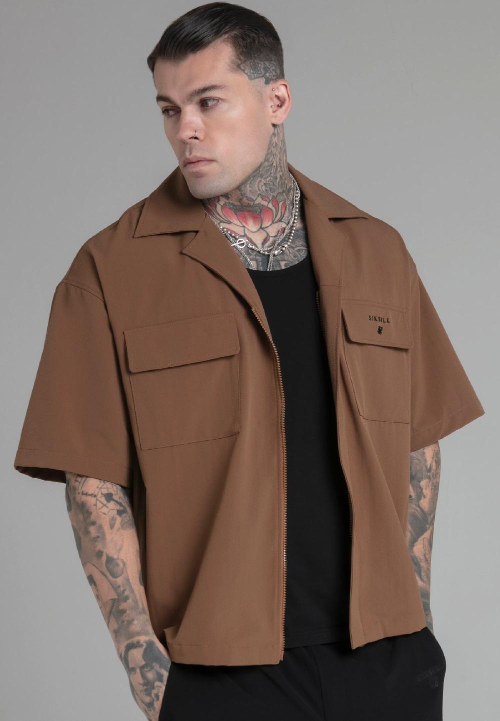 sik silk Tan Utility Shirt