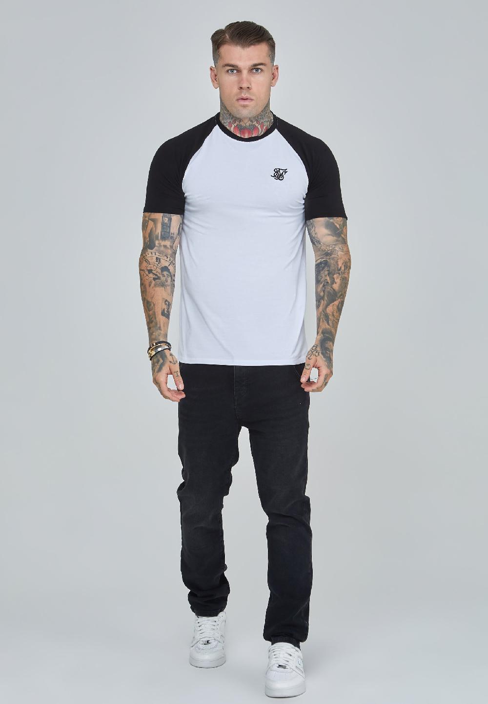 Sik Silk White And Black Raglan T-Shirt