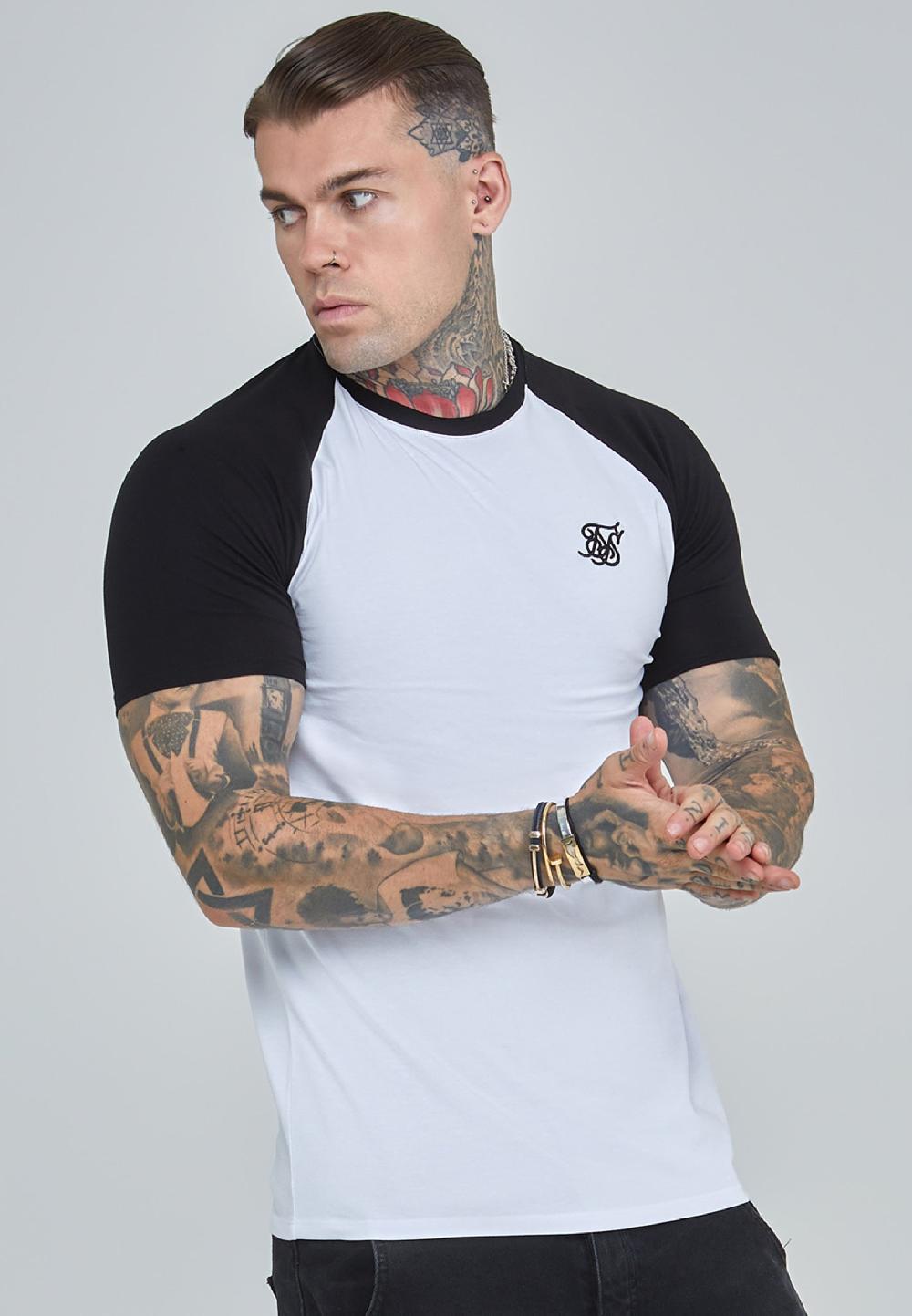 sik silk White and Black Raglan T-Shirt