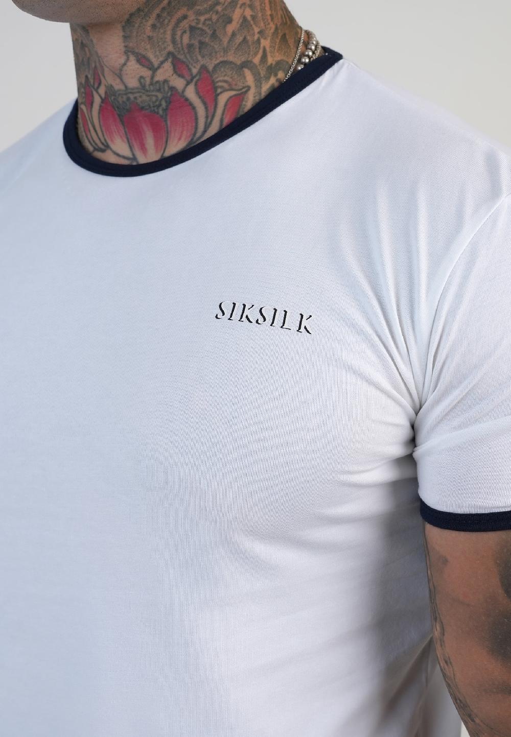 Sik Silk White And Navy Ringer T-Shirt
