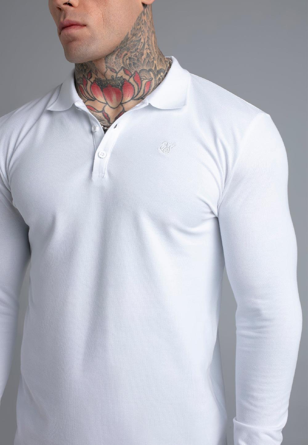 Sik Silk White LS Button Polo