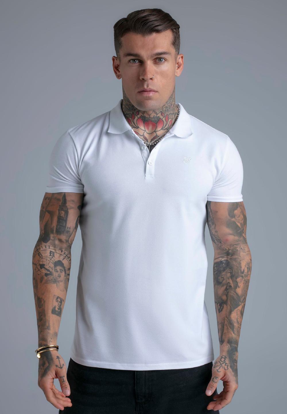 sik silk White Polo T-Shirt