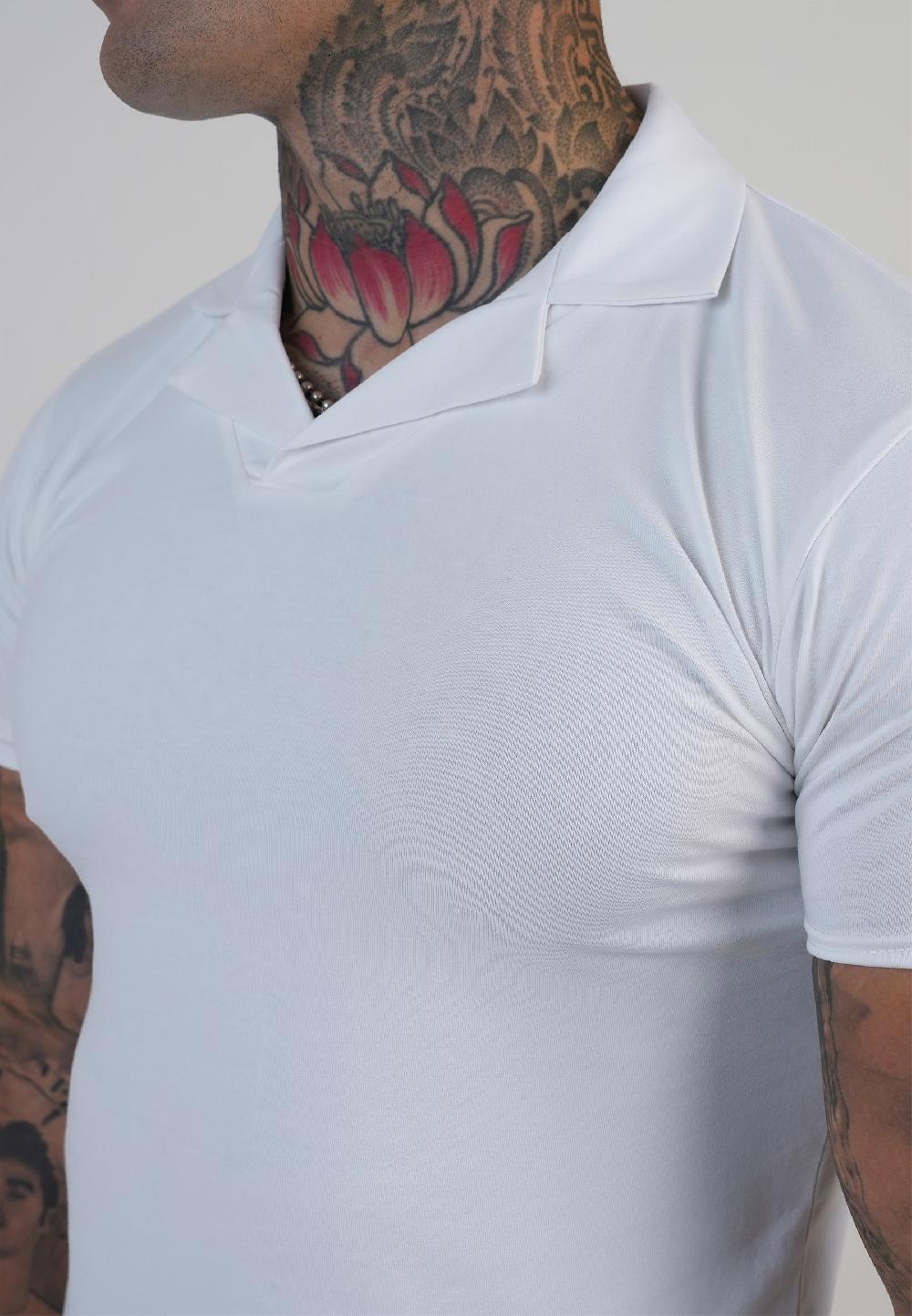 Sik Silk White Revere Polo
