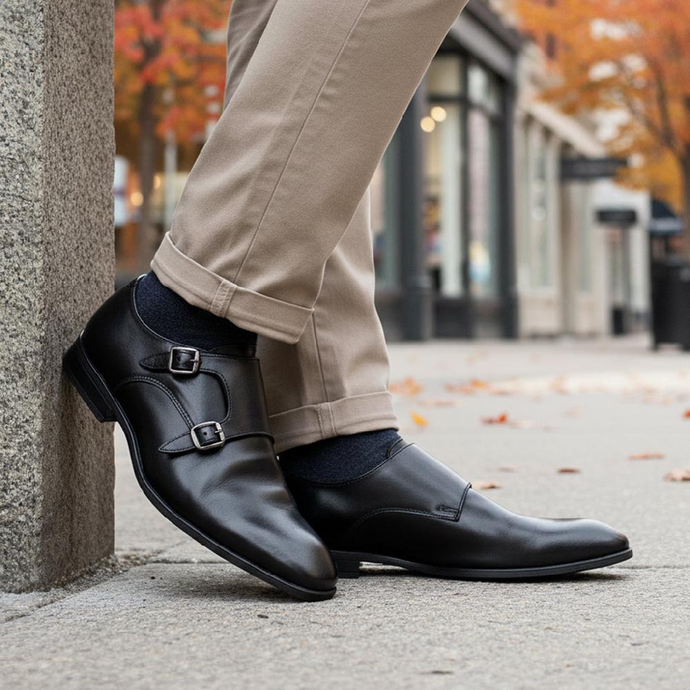 Silver Street London Leather Double Monk Strap Shoes