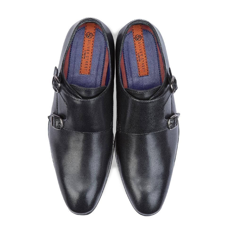 Silver Street London Leather Double Monk Strap Shoes