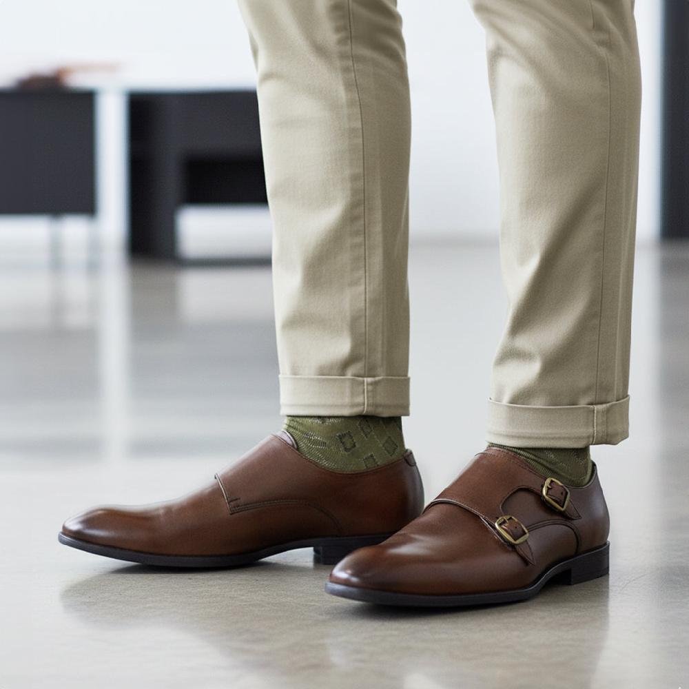 silver street london Leather Double Monk Strap Shoes