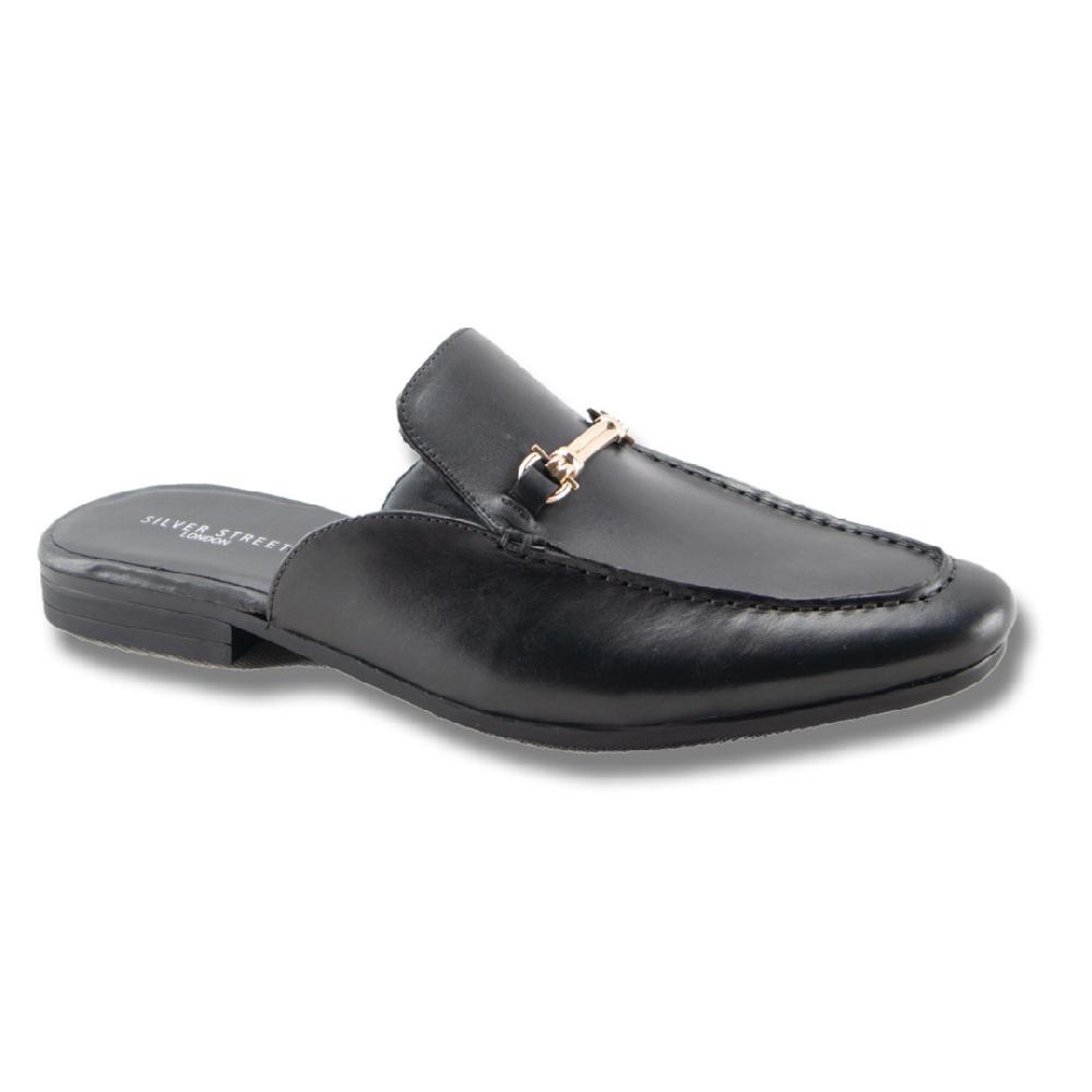 Silver Street London Leather Slip On Loafers- Black