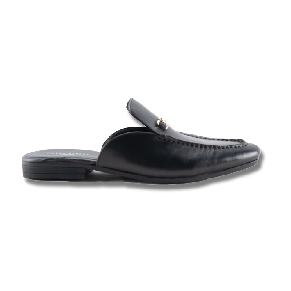 silver street london Leather Slip On Loafers- Black