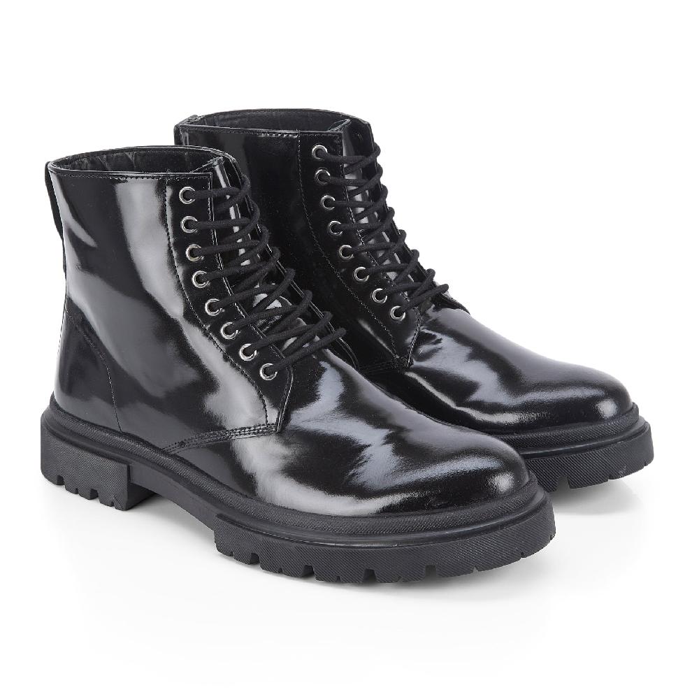 Silver Street London Patent Leather Lace Up Boots