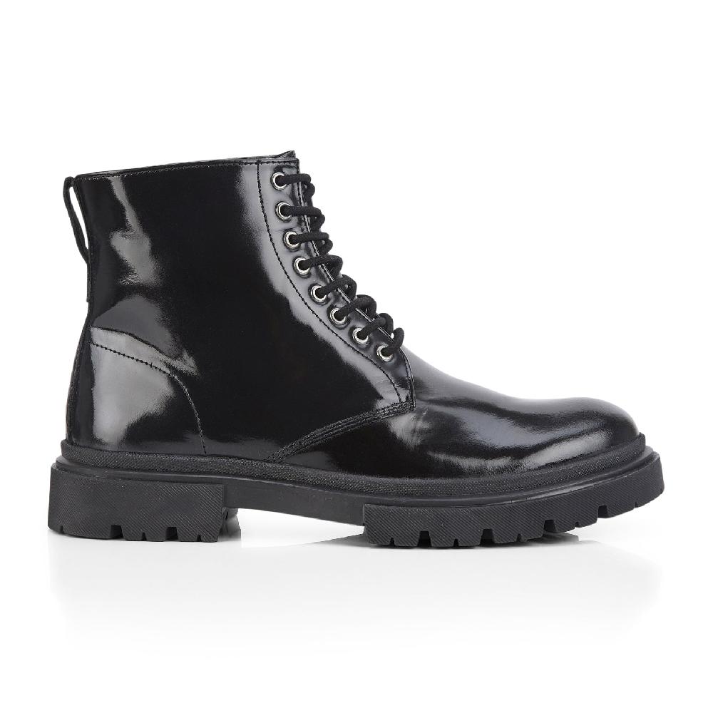 silver street london Patent Leather Lace up Boots