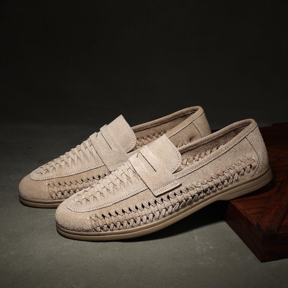 Silver Street London Suede Leather Woven Loafers