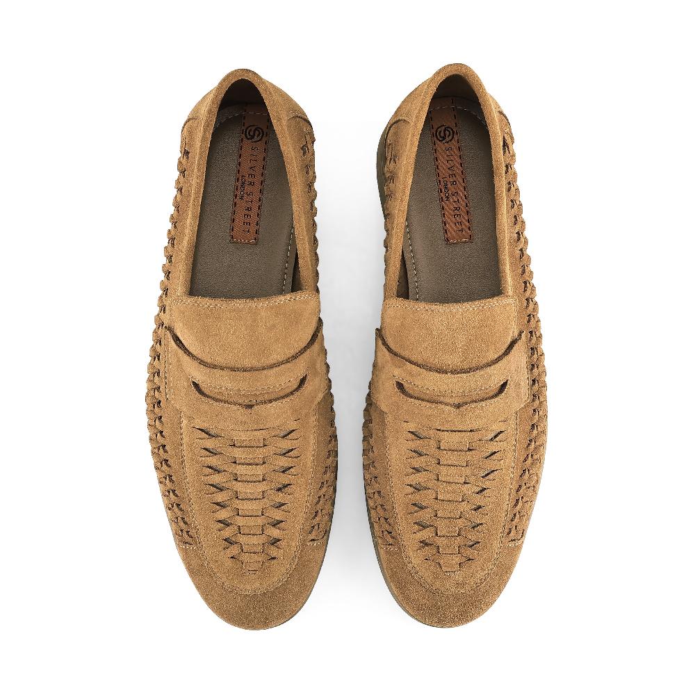 Silver Street London Suede Leather Woven Loafers