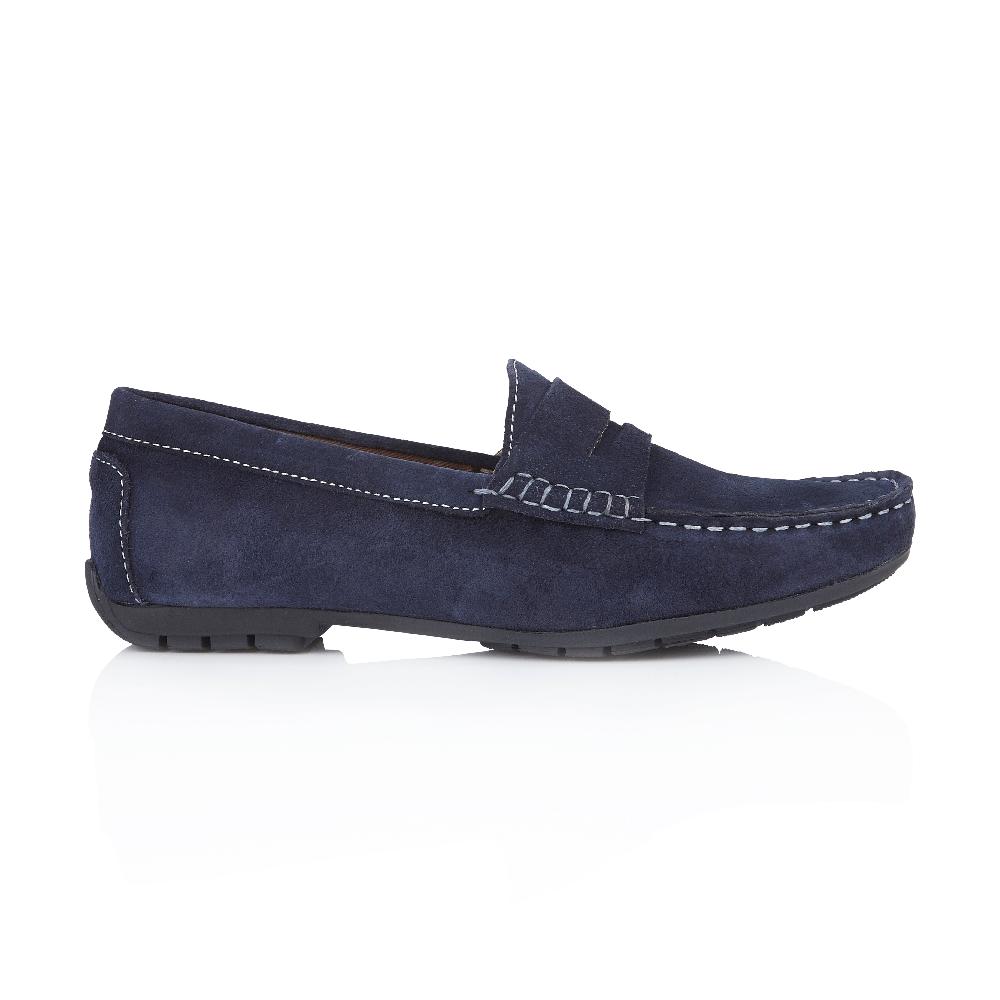 silver street london Suede Leather Driving Loafers- Navy