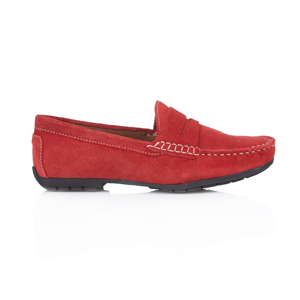 silver street london Suede Leather Driving Loafers- Red